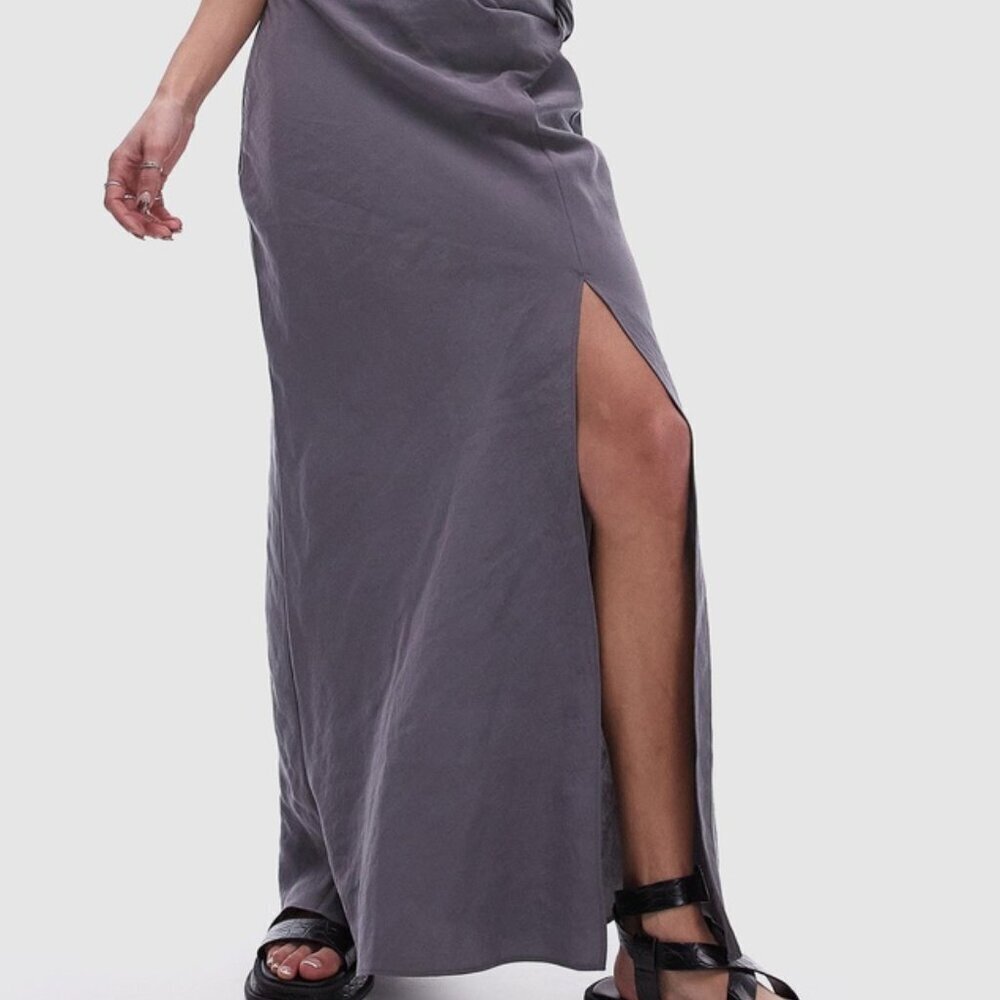 NWT TOPSHOP Soft Touch Twist Low Rise Maxi Skirt Multipe Sizes Charcoal